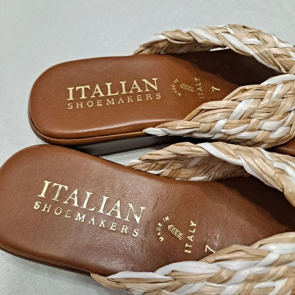 Italian Shoemakers Women's Braided Thong Sandals Size 7 Beige